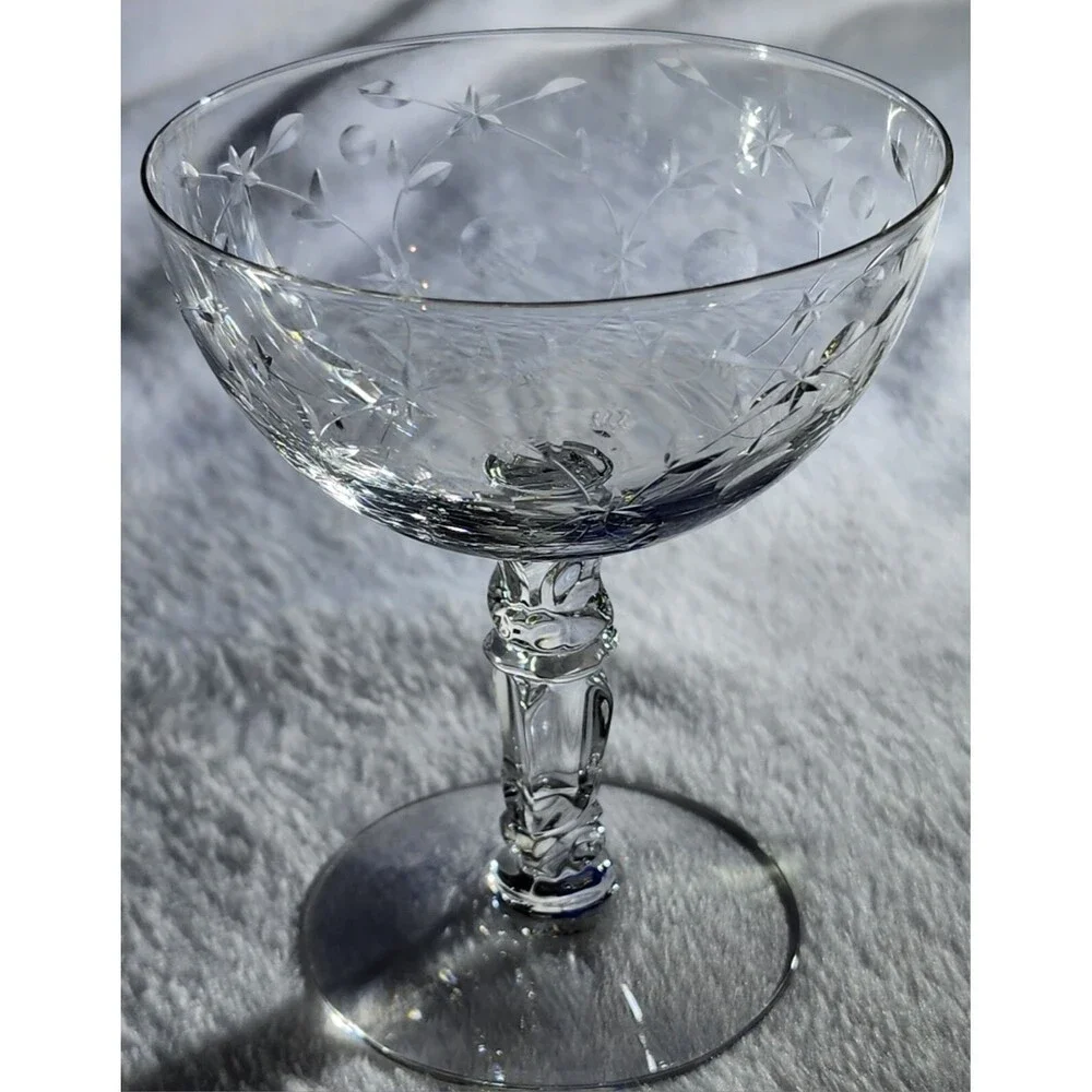 Vintage Champagne Glasses, Fostoria Christiana Pedestal Sherbet, Fine Crystal...